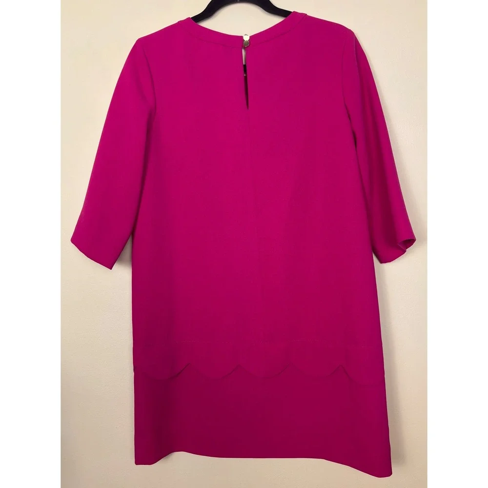 KATE SPADE Demi Scallop Shift Mini Dress Sweetheart Pink Women Size 4 3/4 Sleeve